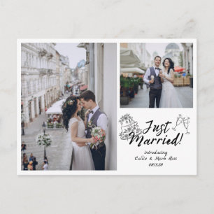 Postal De Anuncios Foto de boda recién casados Doodle