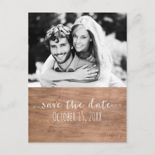 Postal De Anuncios FOTO de boda rústica SAVE THE DATE Madera Ligera