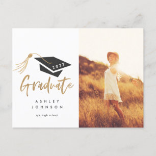 Postal De Anuncios Foto de Capa de Graduación Borla de Oro Hoja 2022