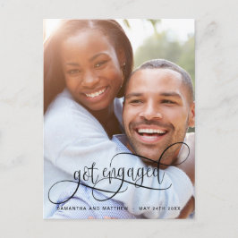 Postal De Anuncios Foto de compromiso Caligrafía en negro, Compromiso