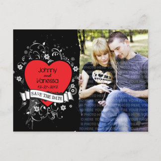 Postal De Anuncios Foto de corazón grungy de Rock & Roll para guardar