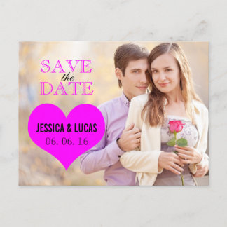 POSTAL DE ANUNCIOS FOTO DE FUCHSIA PINK HEART GUARDAR LA FECHA