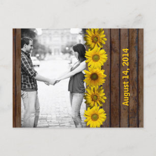 Postal De Anuncios Foto de girasol amarillo de madera marrón salva la