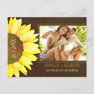 Postal De Anuncios Foto de Girasol de Otoño Boda Guardar la Fecha