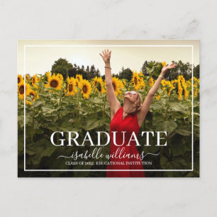 Postal De Anuncios Foto de girasoles de graduación moderna