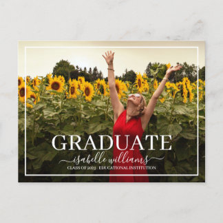 Postal De Anuncios Foto de girasoles de graduación moderna