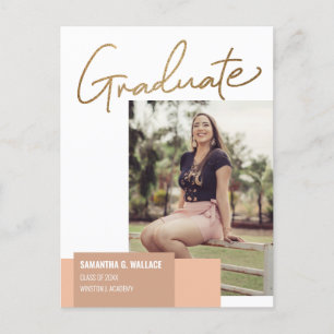Postal De Anuncios Foto de graduación con guion de oro moderno