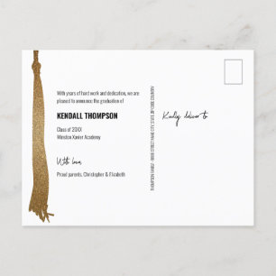 Postal De Anuncios Foto de graduación de clase 2024 de Tassel de oro 