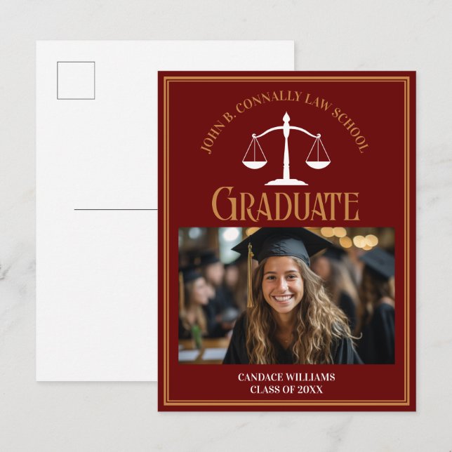 Postal De Anuncios Foto de graduación de la facultad de derecho Maroo (Anverso / Reverso)