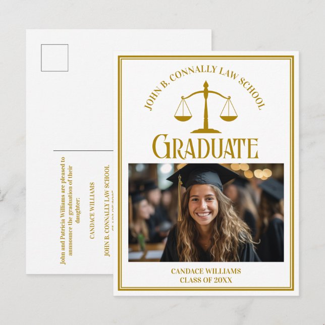 Postal De Anuncios Foto de graduación de la Facultad de Derecho moda  (Anverso / Reverso)
