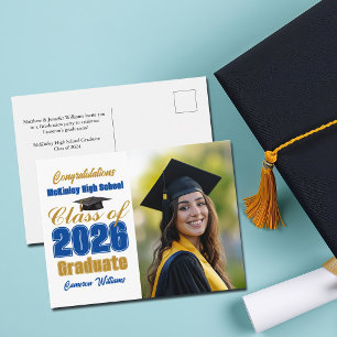 Postal De Anuncios Foto de graduación de la promoción 2026 en azul re