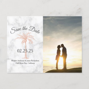 Postal De Anuncios Foto de guardar la fecha de la boda de mármol con 