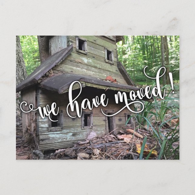 Postal De Anuncios Foto de la casa de familia de madera "Nos hemos mu (Anverso)