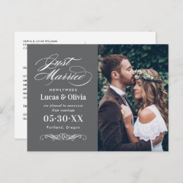 Postal De Anuncios Foto de matrimonio elegante con carbón vegetal rec