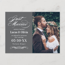 Postal De Anuncios Foto de matrimonio elegante con carbón vegetal rec