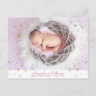 Postal De Anuncios Foto de nacimiento de bebé personalizada