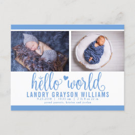 Postal De Anuncios Foto de nacimiento estatuto azul Hola Mundo