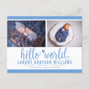 Postal De Anuncios Foto de nacimiento estatuto azul Hola Mundo