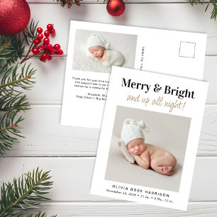 Postal De Anuncios Foto de Navidad Feliz Brillante Cumpleaños Fiesta