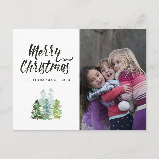 Postal De Anuncios Foto de Navidades de pinos acuarelas (Anverso)