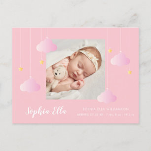 Postal De Anuncios Foto de niña bebé Pretty Pink Twinkle Twinkle Naci