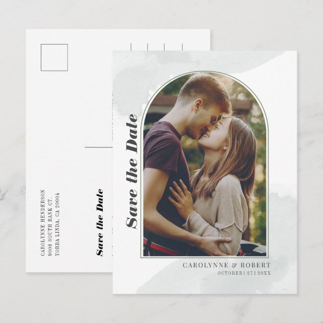 Postal De Anuncios Foto de Pareja Guardar la Fecha (Anverso / Reverso)