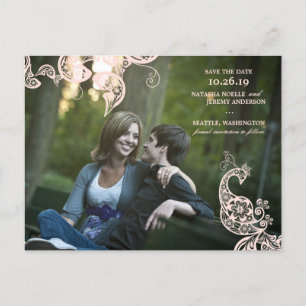 Postal De Anuncios Foto De Pavo De Pavo Floral Rosa Vintage Guardar L