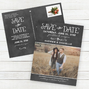 Postal De Anuncios Foto de Pizarra para Boda "Save the Date"