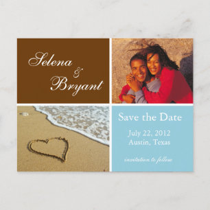 Postal De Anuncios Foto de playa Guardar la fecha - Azul