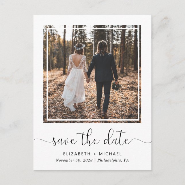 Postal De Anuncios Foto De Recepción De Boda Guardar La Fecha (Anverso)