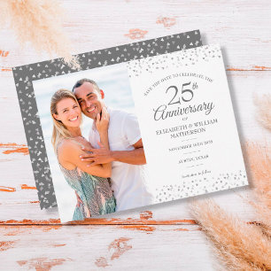 Postal De Anuncios Foto de recordatorio de fecha de bodas de plata de