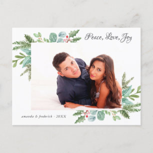 Postal De Anuncios Foto de saludo de pareja en Navidad con acuarela