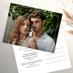 Postal De Anuncios Foto de sangrado completo boda simple moderna eleg
