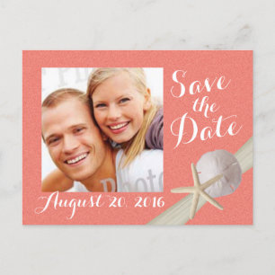 Postal De Anuncios Foto de Starfish Save the Date Coral