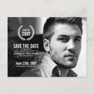 Postal De Anuncios Foto de Wreath de graduación moderna salva la fech