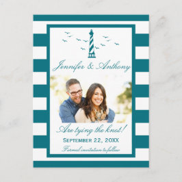 Postal De Anuncios Foto del Boda del faro náutico Save the Date