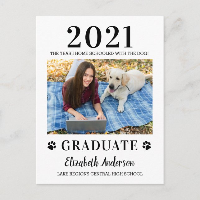 Postal De Anuncios Foto Divertida Clase de Escuela en Casa Perro Grad (Anverso)