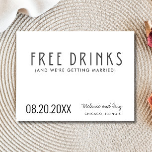 Postal De Anuncios Foto divertida de bebidas gratis boda guardar la f