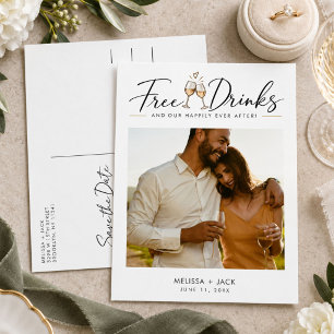 Postal De Anuncios Foto divertida de bodas con bebidas gratis para sa