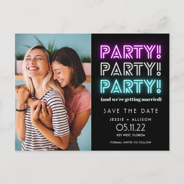 Postal De Anuncios Foto divertida de la fiesta de lesbianas gays LGBT (Anverso)