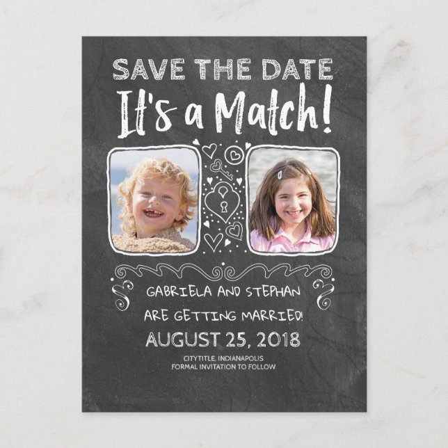 Postal De Anuncios Foto Divertida Save the Date - Es una Pareja (Anverso)