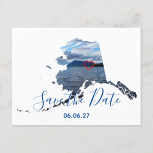 Postal De Anuncios Foto en forma de Alaska con corazón para Save the 