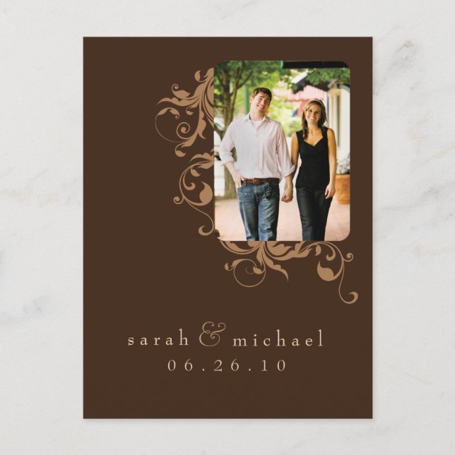 Postal De Anuncios Foto marrón Guardar la fecha 04 (Anverso)