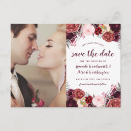Postal De Anuncios Foto Marsala Rubor Peony Save The Date Cards