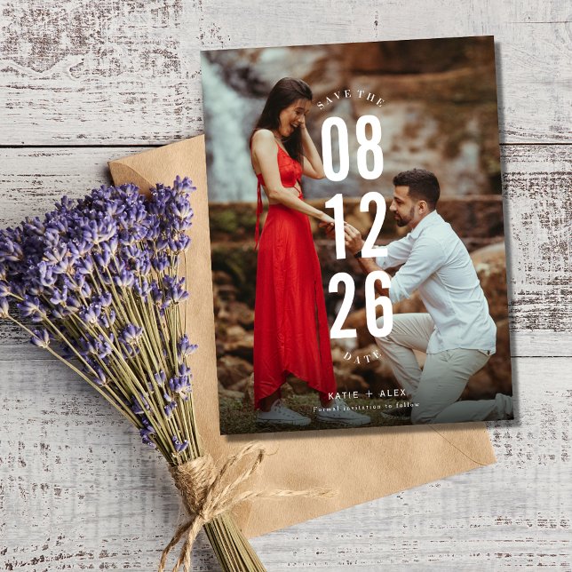 Postal De Anuncios Foto moderna Boda presupuestal Guardar la fecha (Modern Photo Budget Wedding Save the Date)
