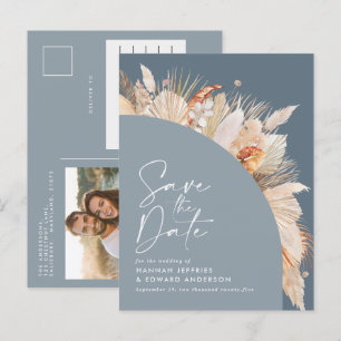 Postal De Anuncios Foto moderna bohemio de hierba de pampas azul polv