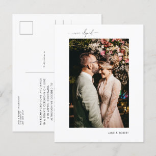 Postal De Anuncios Foto moderna de caligrafía casada con Elopement