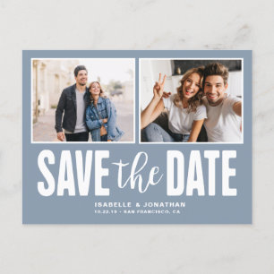 Postal De Anuncios Foto moderna Dusty Blue Save the Date
