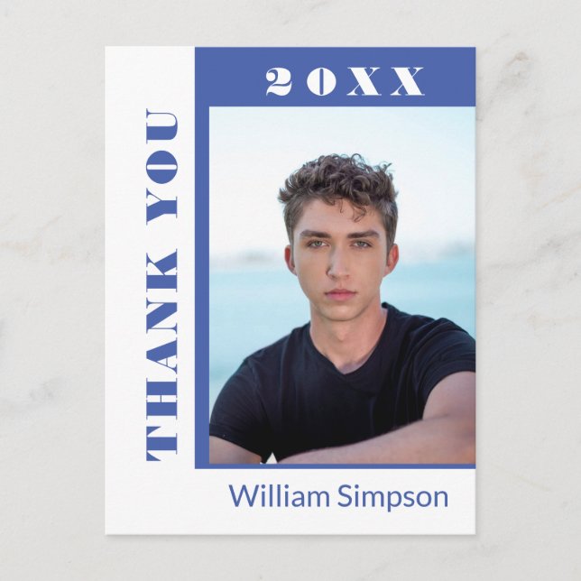 Postal De Anuncios FOTO Moderna, simple graduación, gracias a anuncia (Anverso)