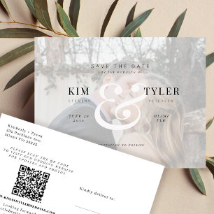 Postal De Anuncios Foto moderna y elegante boda QR CODE ahorrando la 